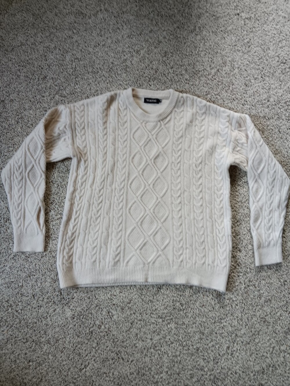 Vamtac Cream Cable Knit Soft Sweater Dark Academia Old Money Men's M Preppy